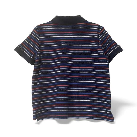 Janie & Jack Boys Striped Polo Shirt Size 5 Navy Multicolor Short Sleeve Preppy - Picture 2 of 4